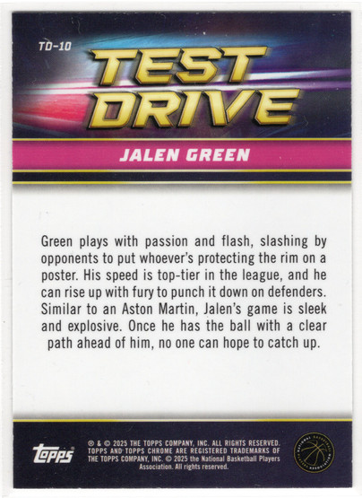 2024-25 Topps Chrome Test Drive #TD10 Jalen Green