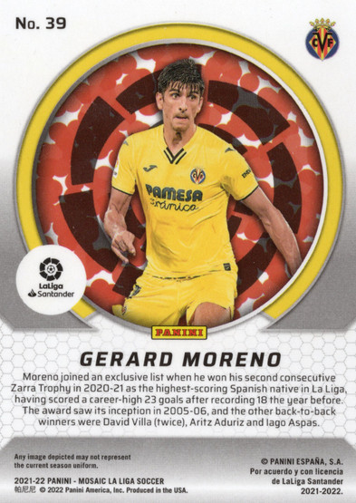 2021-22 Panini Mosaic La Liga International Men of Mastery #39 Gerard Moreno
