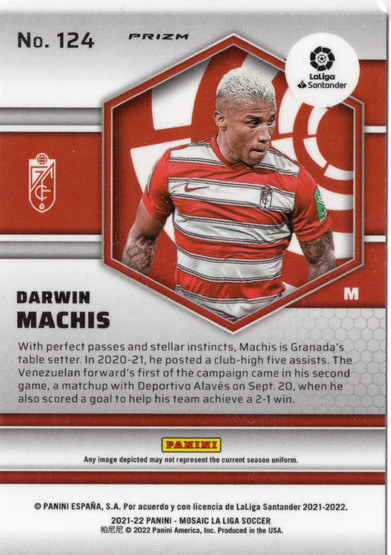 2021-22 Panini Mosaic La Liga Mosaic Red Prizm #124 Darwin Machis