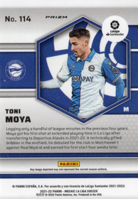 2021-22 Panini Mosaic La Liga Mosaic Prizm #114 Toni Moya RC