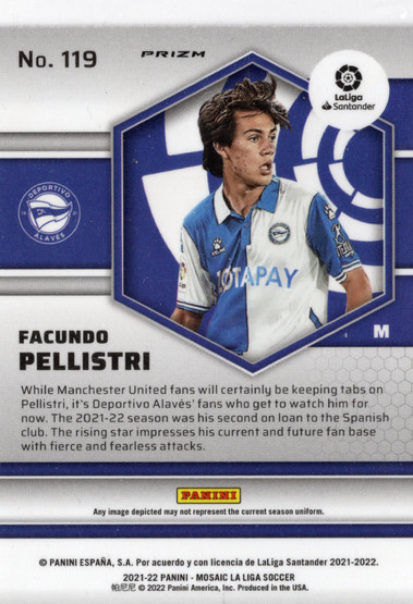 2021-22 Panini Mosaic La Liga Silver Prizm #119 Facundo Pellistri RC