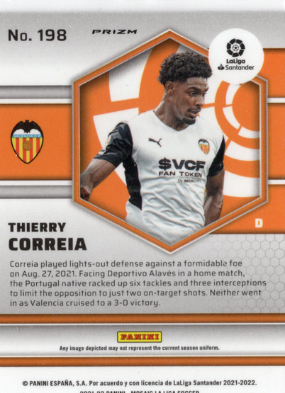 2021-22 Panini Mosaic La Liga Mosaic Prizm #198 Thierry Correia RC