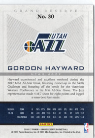 2016-17 Panini Grand Reserve #30 Gordon Hayward
