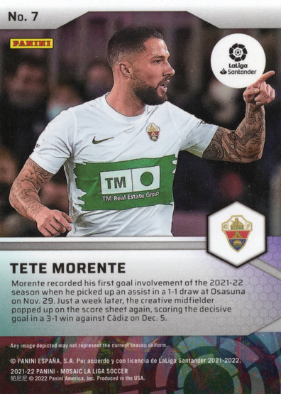 2021-22 Panini Mosaic La Liga Mosaic Pitch Masters #7 Tete Morente
