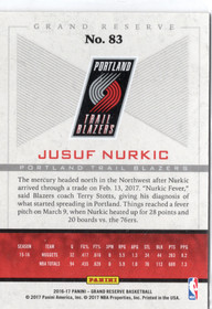 2016-17 Panini Grand Reserve #83 Jusuf Nurkic