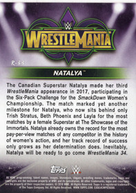 2018 Topps WWE Road to Wrestlemania Wrestlemania 34 Roster #R33 Natalya