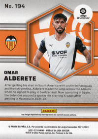 2021-22 Panini Mosaic La Liga #194 Omar Alderete RC