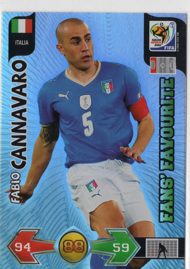 2010 Panini Adrenalyn XL FIFA World Cup Fans' Favourites #NNO Fabio Cannavaro