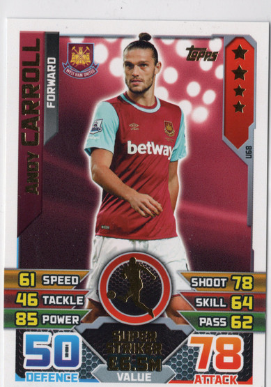 2015-16 Topps Match Attax Premier League Extra #U68 Andy Carroll