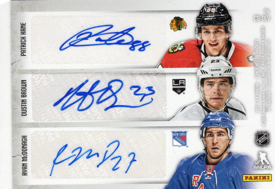 2013-14 Panini Contenders Contenders Sixes #C6OLY Jonathan Toews / Corey Perry / Jay Bouwmeester / Patrick Kane / Dustin Brown / Ryan McDonagh AU