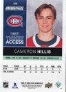 2021-22 Upper Deck Credentials 2020-21 Debut Ticket Access Green #106 Cameron Hillis SN25