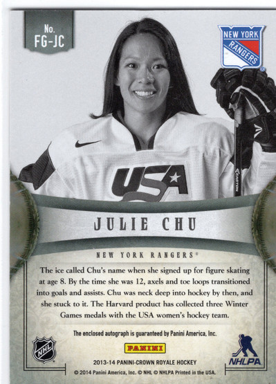 2013-14 Panini Crown Royale Fans of the Game #FGJC Julie Chu AU