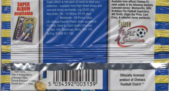 1999 Futera Fans Selection Chelsea FC, irtopussi 1kpl