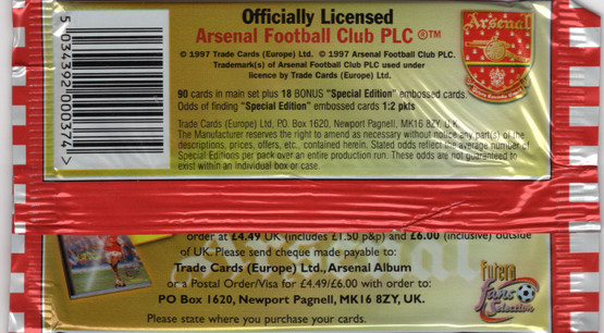 1997-98 Futera Fans Selection Arsenal FC, irtopussi 1kpl
