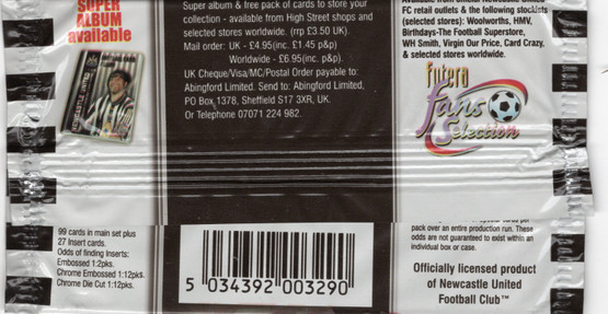 1999 Futera Fans Selection Newcastle United FC, irtopussi 1kpl