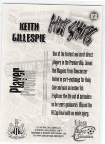 1999 Futera Newcastle United Fans Selection Hot Shots #HS8 Keith Gillespie