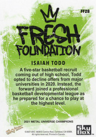 2021 SkyBox Metal Universe Champions Fresh Foundation Copper #FF28 Isaiah Todd