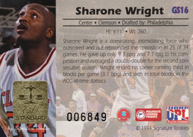 1994 Signature Rookies Gold Standard Gold Signature #GS16 Sharone Wright