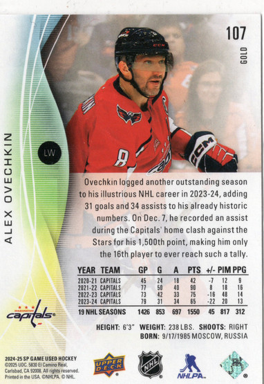 2024-25 SP Game Used Gold #107 Alex Ovechkin SN149