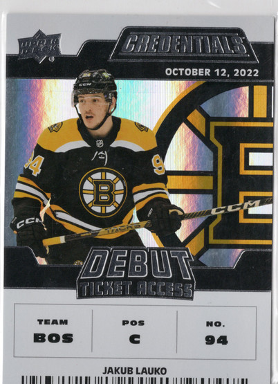 2022-23 Upper Deck Credentials #174 Jakub Lauko DTA, SN799, RC