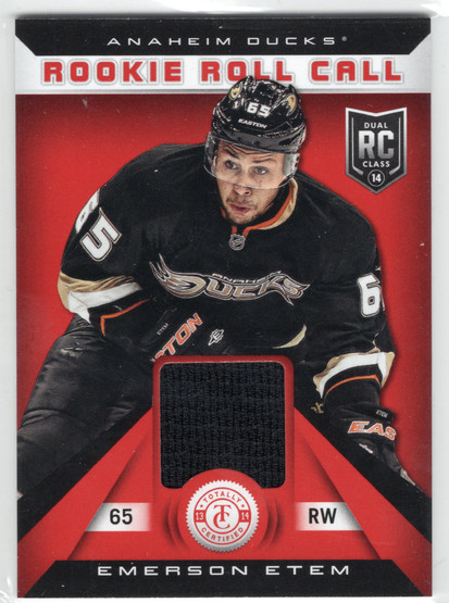 2013-14 Panini Totally Certified Rookie Roll Call Red Jersey #RREE Emerson Etem MEM