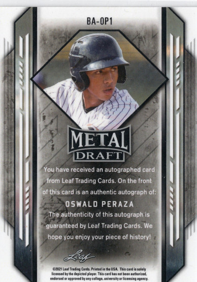 2021 Leaf Draft Autographs #BAOP1 Oswald Peraza AU