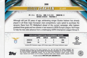 2023-24 Topps UEFA Club Competitions Gold Foilboard #Gustav Isaksen SN50