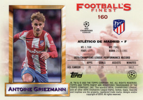 2021-22 Topps Finest Flashbacks UEFA Champions League 1993 Jumbo All-Stars Topper #160 Antoine Griezmann