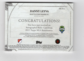 2022 Topps Renaissance MLS Autographed Relics #ARDL4 Danny Leyva AU, MEM, SN20