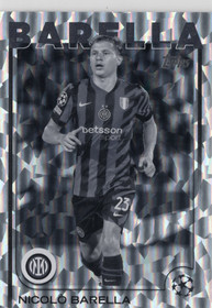2024-25 Topps Chrome UEFA Club Competitions Black & White Icy #23 Nicolo Barella SN150
