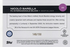 2024-25 Topps Chrome UEFA Club Competitions Black & White Icy #23 Nicolo Barella SN150