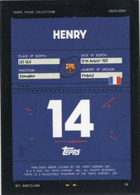 2023-24 Topps Focus FC Barcelona Green #38 Thierry Henry SN99