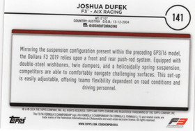 2024 Topps Chrome Formula 1 Black And White RayWave Refractors #141 Joshua Dufek