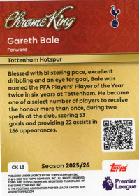 2025-26 Topps Premier League Chrome Kings #CK18 Gareth Bale