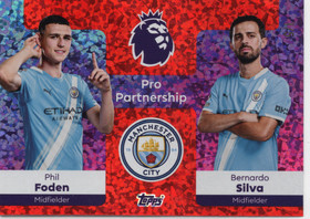 2025-26 Topps Premier League Red Sparkle #372 Phil Foden / Bernardo Silva SN5