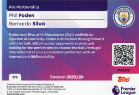 2025-26 Topps Premier League Red Sparkle #372 Phil Foden / Bernardo Silva SN5
