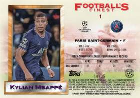 2021-22 Topps Finest Flashbacks UEFA Champions League 1993 Jumbo All-Stars Topper Prism Refractor #1 Kylian Mbappe SN35