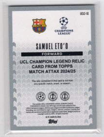2024-25 Topps Match Attax UEFA Club Competitions UCL Champion Memento Relic #UCLCSE Samuel Eto'o MANU