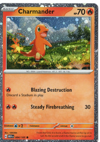 Pokemon Charmander (Cosmos Holo) 004/165 Scarlet & Violet 151 Common