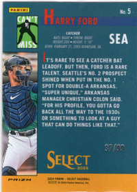 2024 Panini Select Can't Miss Red Prizms #5 Harry Ford SN99