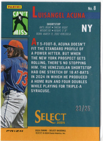 2024 Panini Select Can't Miss Tie Dye Prizms #8 Luisangel Acuna SN25