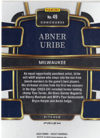 2024 Panini Select Orange Flash Prizms #49 Abner Uribe