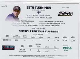 2025 Disc Golf Pro Tour Black #MPO59 Eetu Tuominen SN75