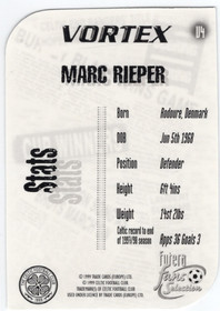 1999 Futera Celtic Fans Selection Vortex #V4 Marc Rieper