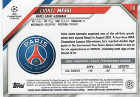 2021-22 Topps UEFA Champions League #10 Lionel Messi