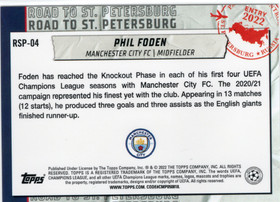 2021-22 Topps UEFA Champions League Road to St Petersburg #RSP04 Phil Foden