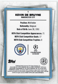 2022-23 Topps UEFA Club Competitions Superstars #4 Kevin De Bruyne