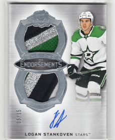 2024-25 Upper Deck The Cup Emblems of Endorsements #EELS Logan Stankoven AU, MEM, SN15