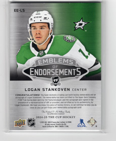 2024-25 Upper Deck The Cup Emblems of Endorsements #EELS Logan Stankoven AU, MEM, SN15