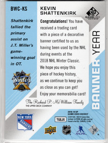 2018-19 SP Game Used Banner Year Jumbo Relic Winter Classic #BWCKS Kevin Shattenkirk MEM